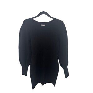 NEW! LEITH Black Sweater Balloon Sleeve Form Fitting Long Sleeve Dress - Large